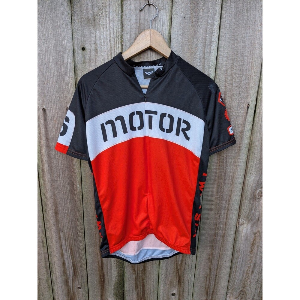 Twin Six Cycling Jersey Club Raglan Large Orange Black White 3/4 Zip